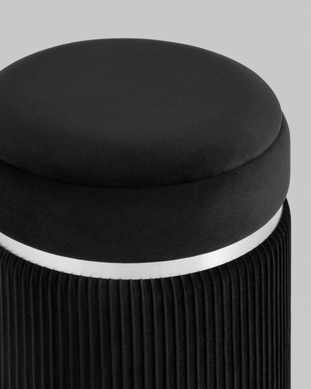 Пуф Миранда с ящиком серебро велюр черный