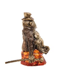 Народные промыслы AM- 740 Фигурка «Горилла» (латунь, янтарь)