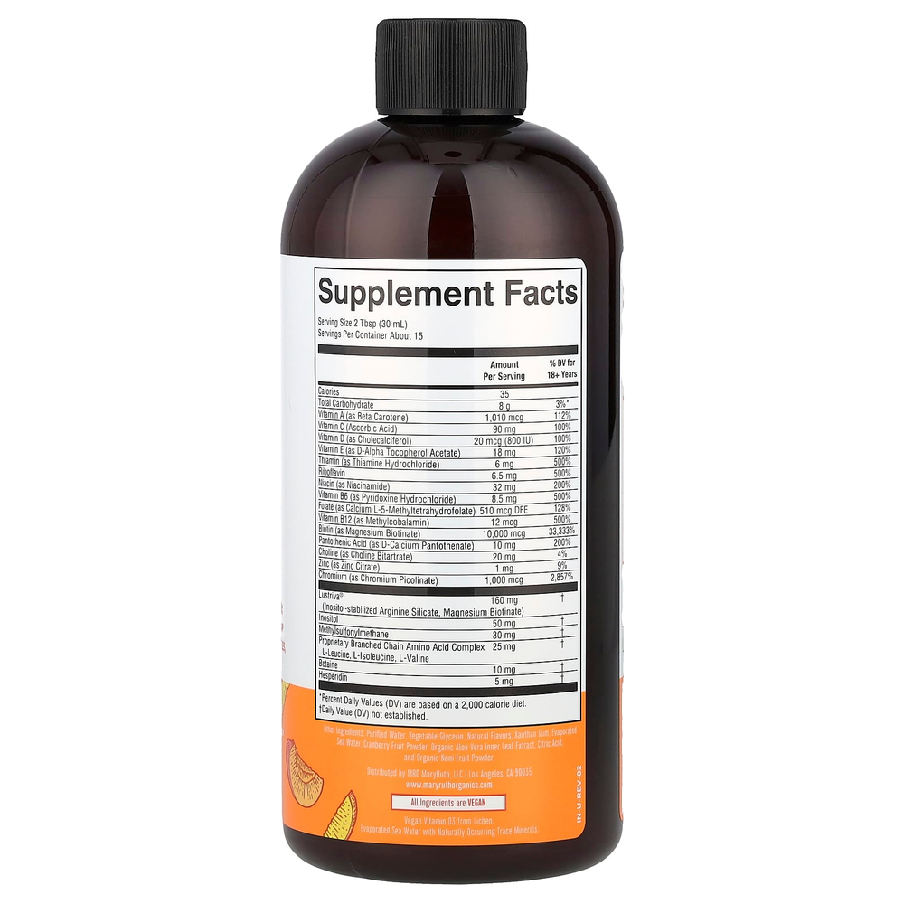 MaryRuth's, Liquid Morning Multivitamin + Hair Growth, персик и манго, 450 мл (15,22 жидк. унц.)