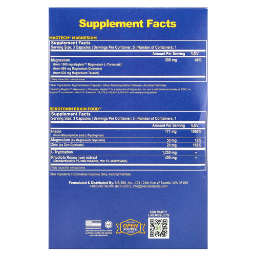 Natural Stacks, Mood Stack, набор для поддержки настроения, 2 флакона по 15 вегетарианских капсул в каждом