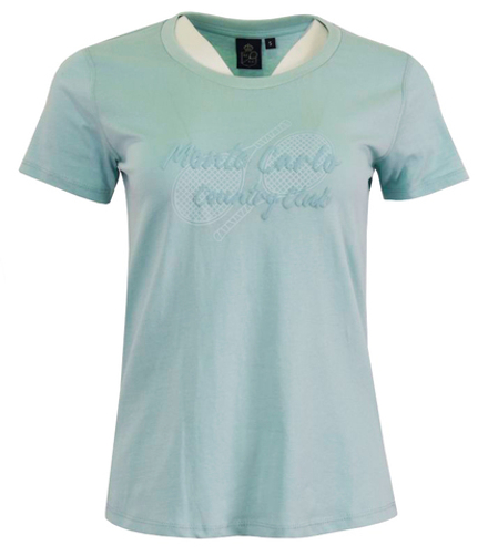 Женская теннисная футболка Monte-Carlo Country Club Racquets Print - torquoise