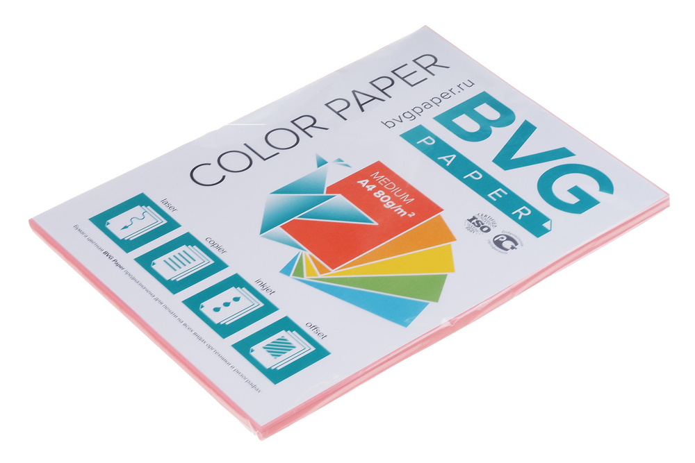 Бумага для офисной техники цветная medium красная А4 80г/м2 100л BVG ЦБ4Мрr/красный