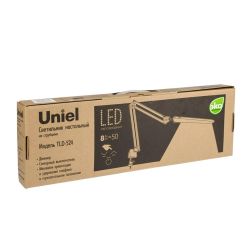 TLD-524 White-8W-Светильник настольный на струбцине-LED-500Lm-4500K-Dimmer-Цвет-белый