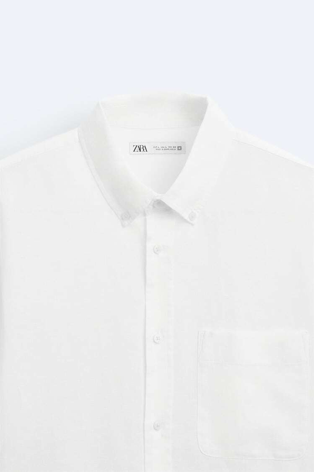 ZARA РУБАШКА ИЗ СМЕСОВОГО ЛЬНА, БЕЛЫЙ