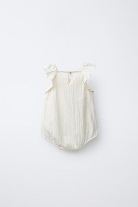 ZARA БОДИ В РОМАНТИЧЕСКОМ СТИЛЕ С КРУЖЕВОМ, СВЕТЛЫЙ ЭКРЮ