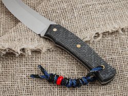 Нож для бушкрафта "Велес", сталь VG-10/Elmax, рукоять карбон (черный спейсер)