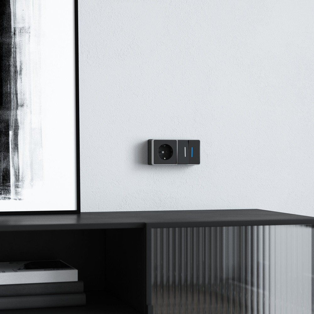 Выключатель двухклавишный с подсветкой Gallant черный с серебром W5020134 W5020134