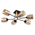 Потолочный светильник 6x60Вт E27,  металл/стекло/дерево, черный/прозрачный плафон