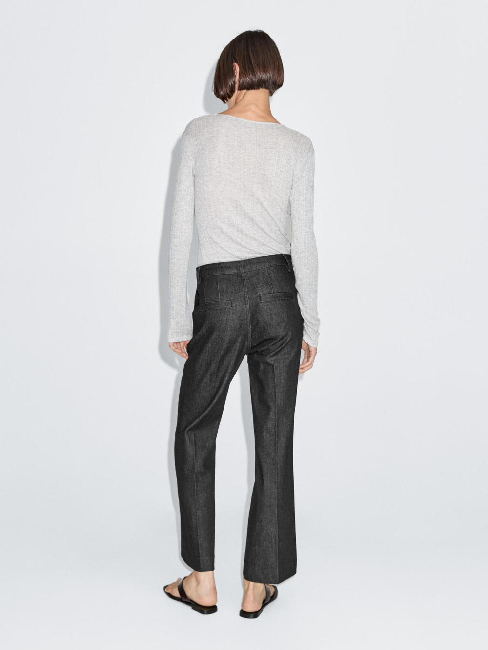 Massimo Dutti Джинсы клеш со средней посадкой, черный