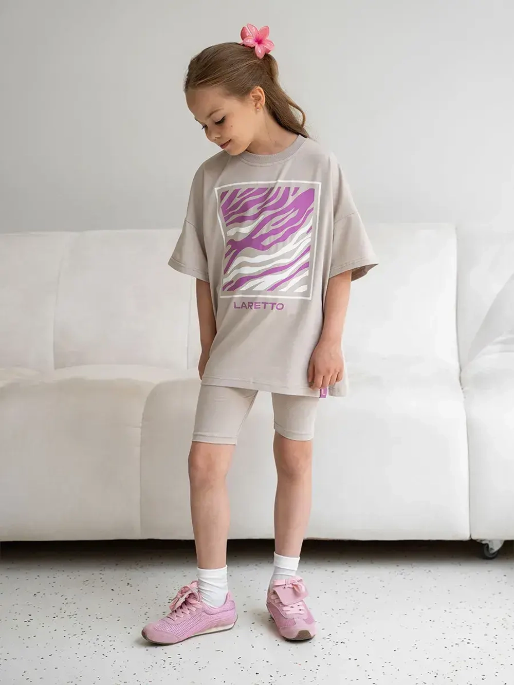 Летний костюм для девочки с велосипедками