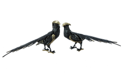 Bello De Bronze Статуэтка Фазаны пара, синие