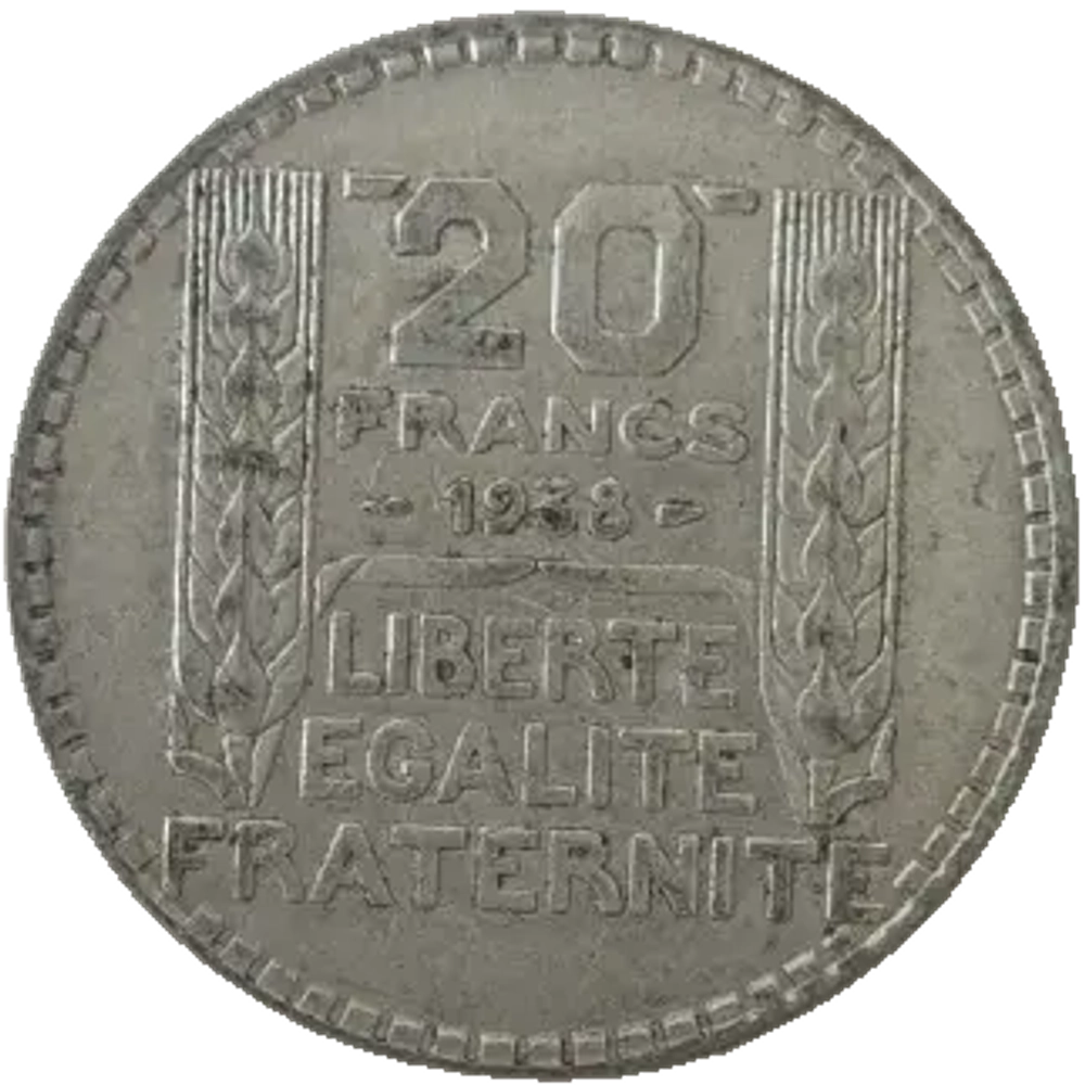 France, 20 Francs 1938 – "Turin" Series, VF