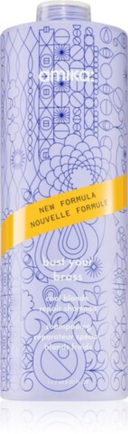 amika Bust Your Brass Cool Blonde - фиолетовый тонирующий шампунь для светлых и седых волос /   1000  ml  / GTIN 840117803626
