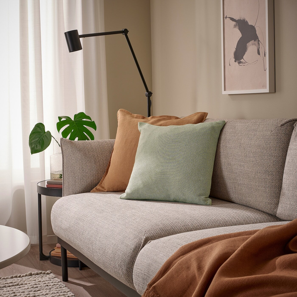 IKEA SANDTRAV  (ИКЕА САНДТРАВ)  -  Подушка, серо-зеленая/белая, 45x45 см