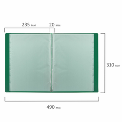 Папка 30 вкладышей BRAUBERG "Office", зеленая, 0,5 мм, 271326