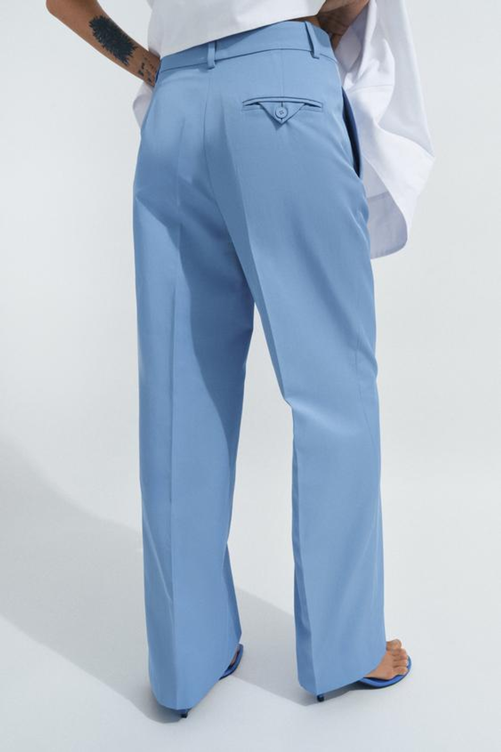 ZARA БРЮКИ STRAIGHT FIT — ZW COLLECTION, СИНИЙ