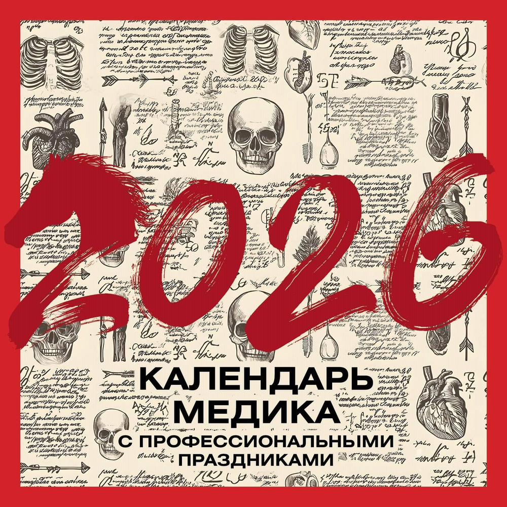 Винтажный календарь медика с профессиональными праздниками на 2026 год