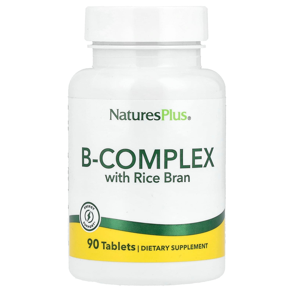 NaturesPlus, комплекс витаминов группы B с рисовыми отрубями, 90 таблеток