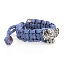 Браслет с шармом Сова из мельхиора - синий паракорд