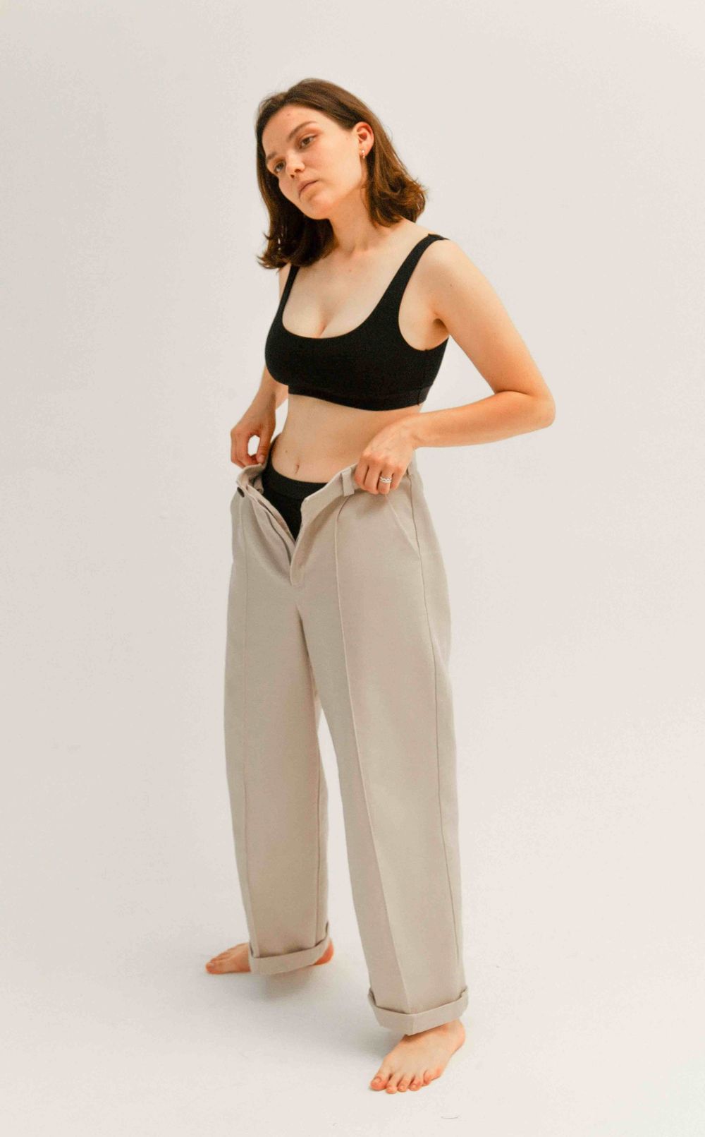 Брюки Backtrend First серо-бежевые