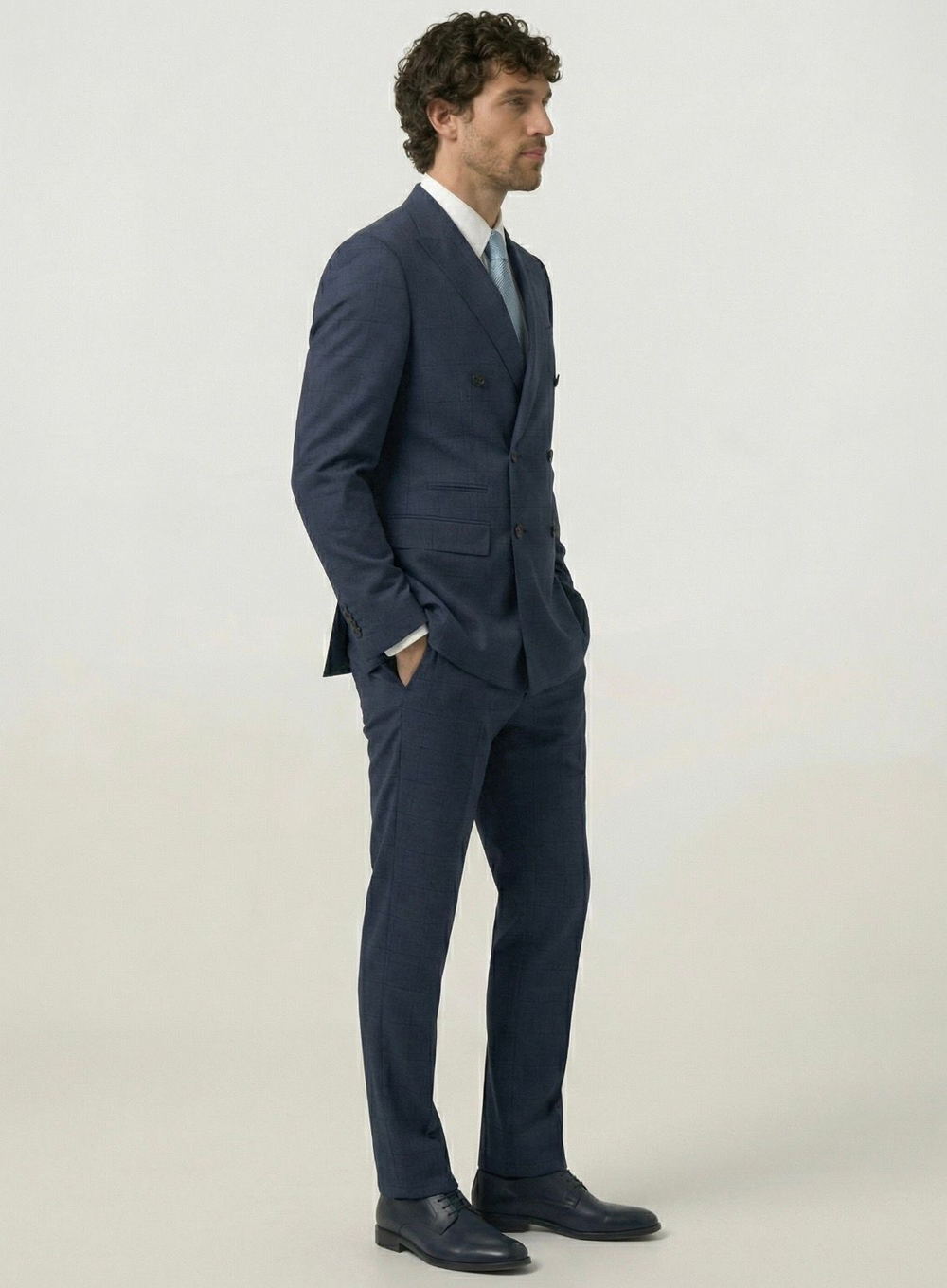 Мужской костюм двубортный (синий) А66