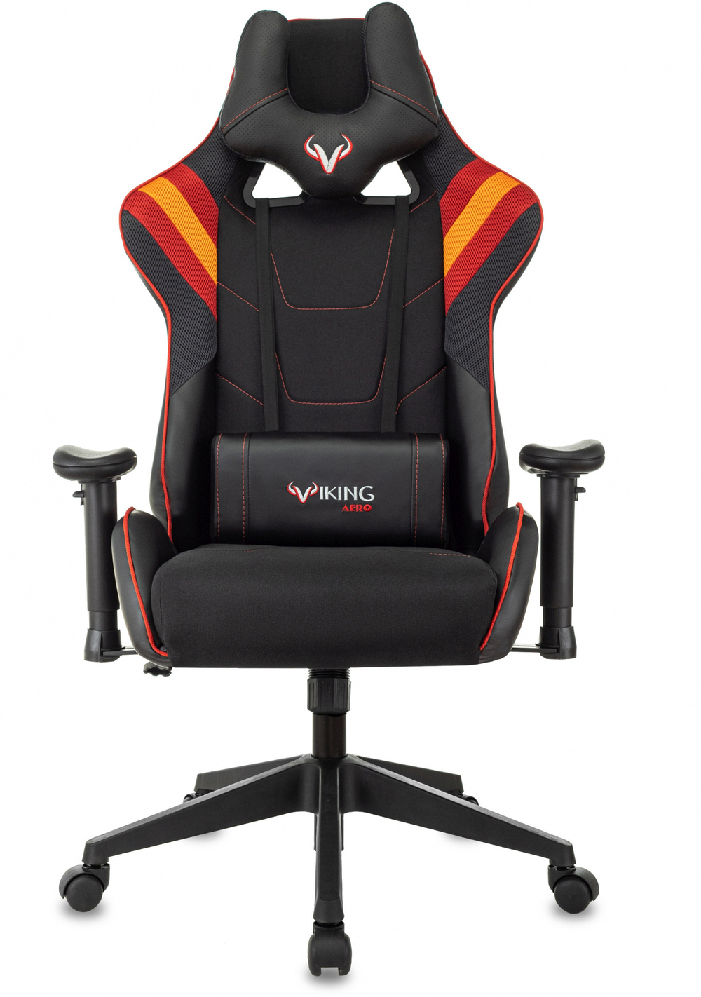 Кресло игровое Zombie VIKING 4 AERO черный/красный ткань/эко.кожа с подголов. крестов. пластик