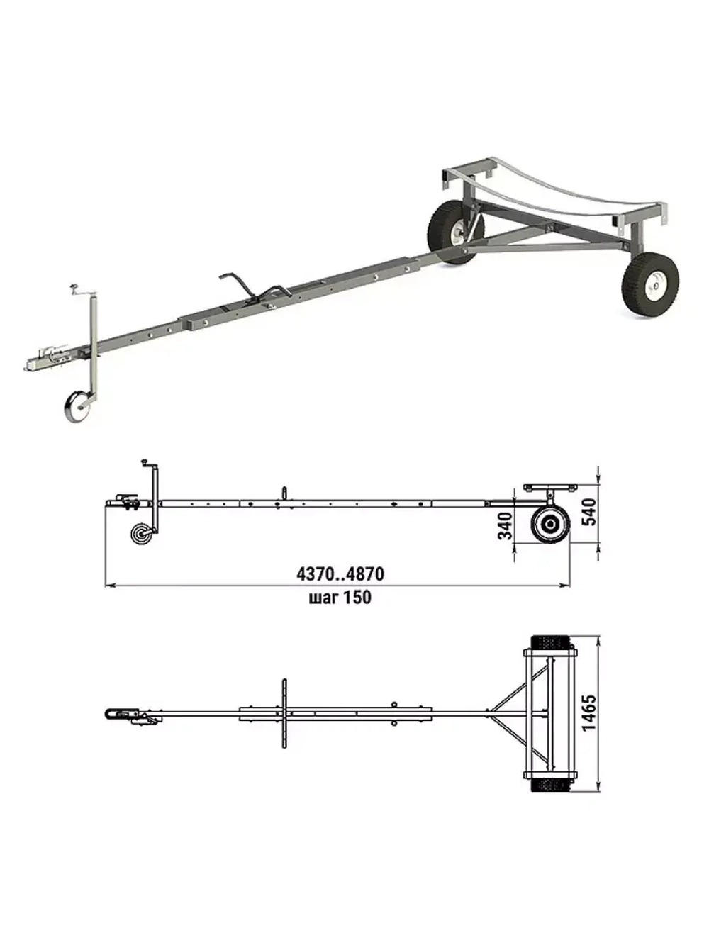 Прицеп разборный для лодок 4,0-4,6м, весом до 300 кг