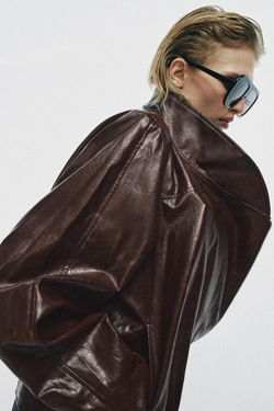 ZARA КУРТКА ИЗ ИСКУССТВЕННОЙ КОЖИ — ZW COLLECTION, БУРГУНДИ