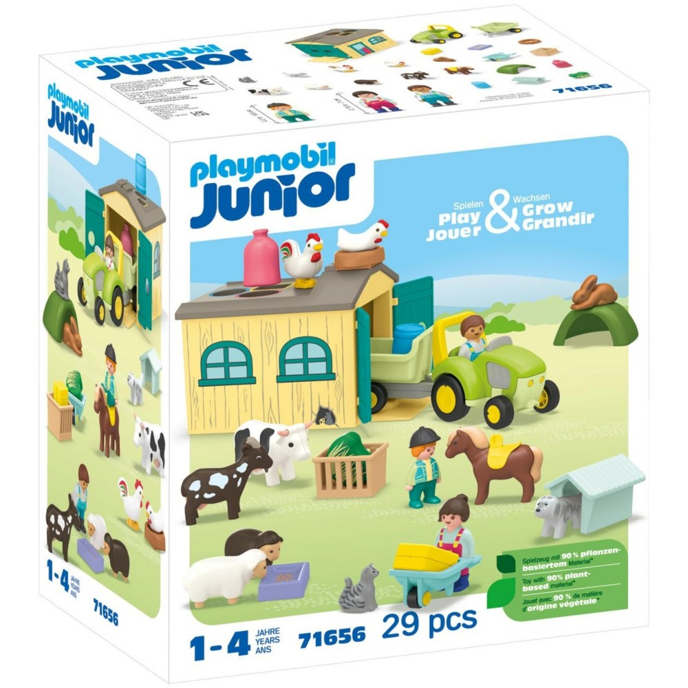 Playmobil - Junior Приключение на ферме с трактором, прицепом и животными 71656
