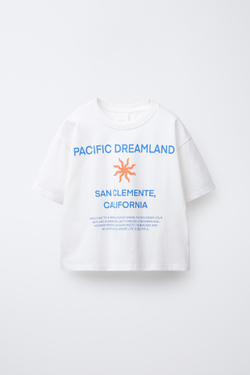 ZARA ФУТБОЛКА С НАДПИСЬЮ, БЕЛЫЙ