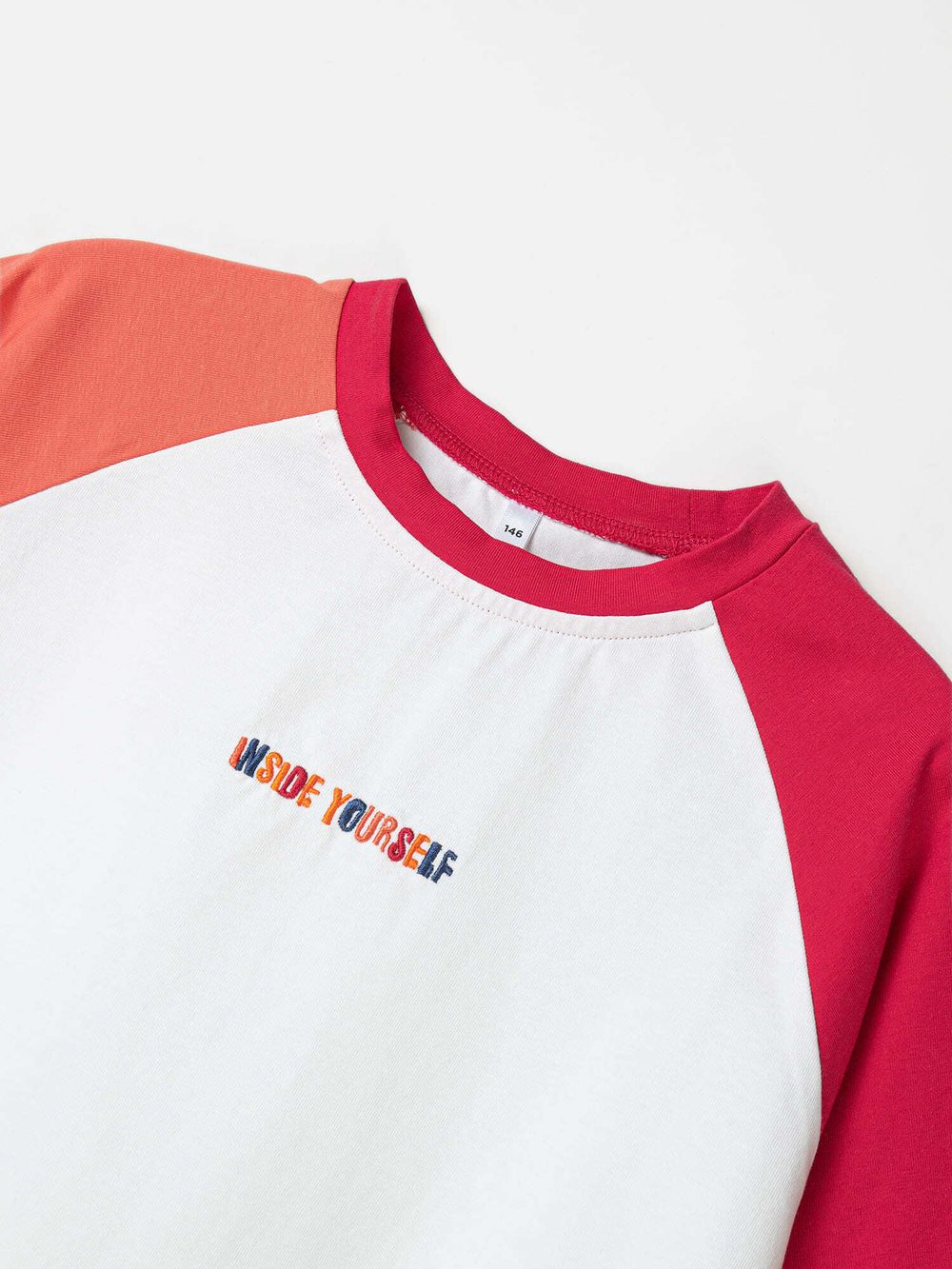 Футболка Колор блок "Молоко/Фуксия" 7+