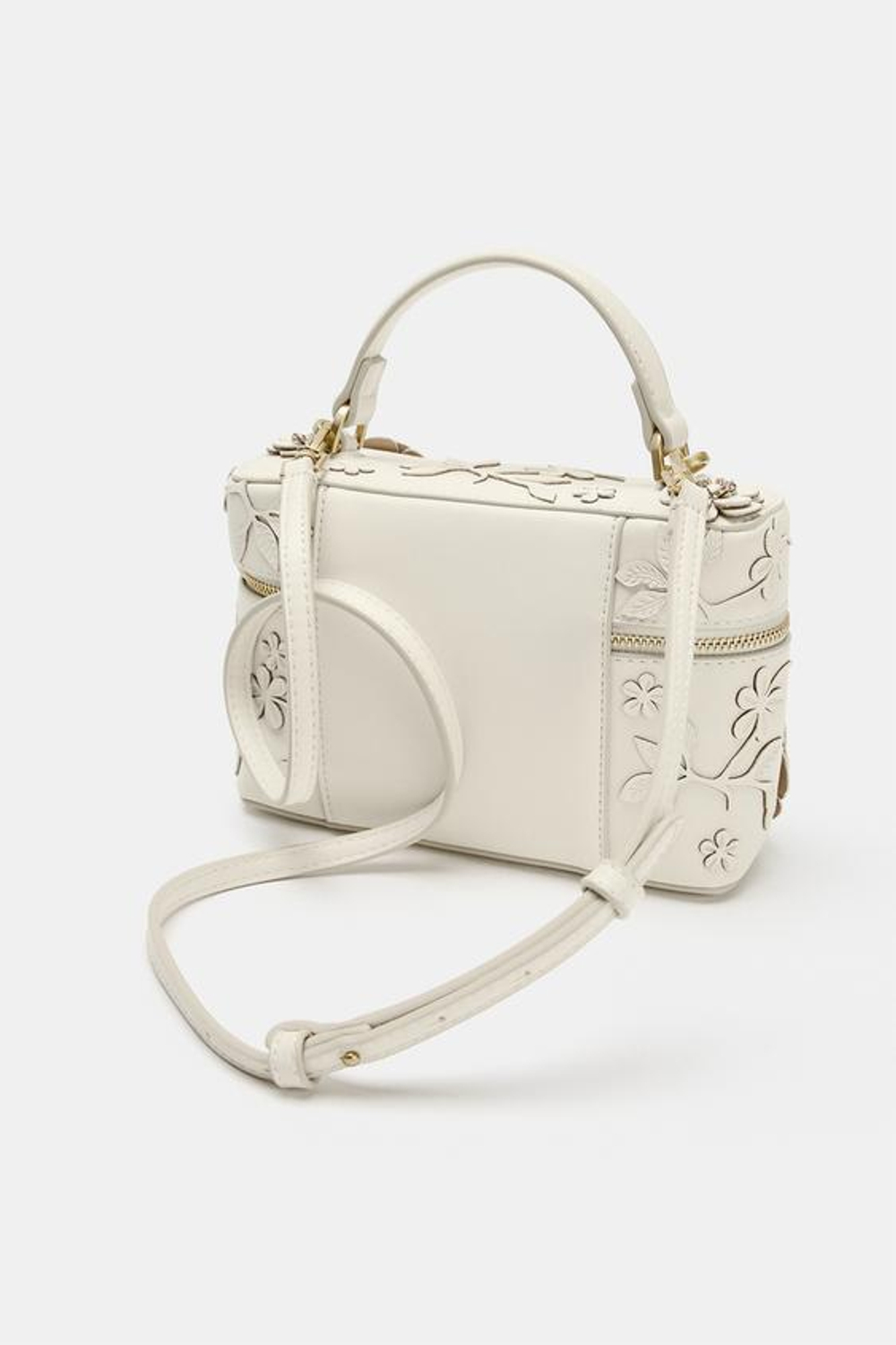 ZARA СУМКА-КЕЙС С ЦВЕТАМИ, ЭКРЮ