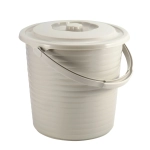 Ведро пищевое с крышкой рифленое RUNIS 15 л пластик, серо-бежевый