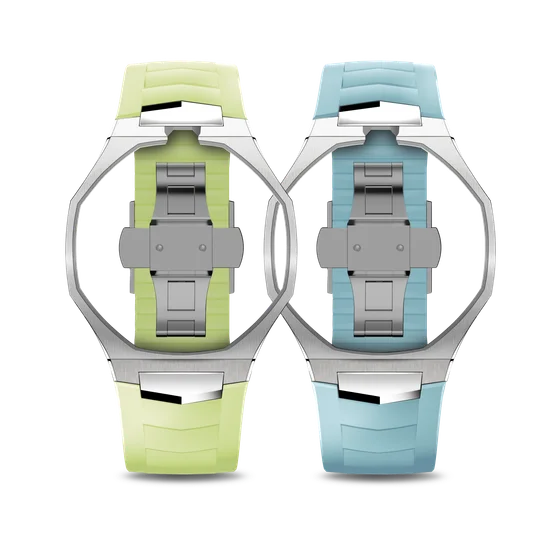 Корпус для часов POP-Swatch x AP - Салатовый и Голубой - Комплект из 2 ремешков