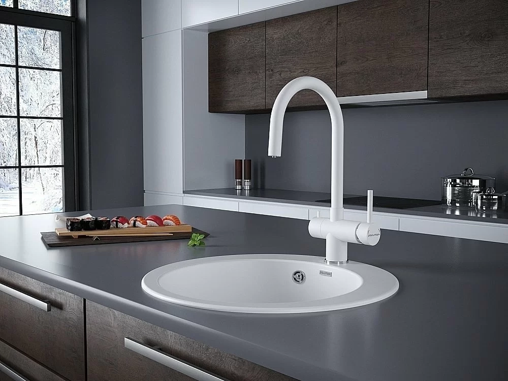 Смеситель для кухни Paulmark Heller He213218-WH белый матовый