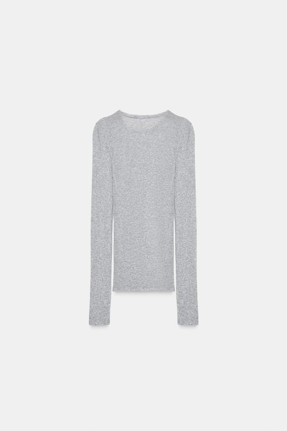 ZARA ФУТБОЛКА ИЗ ХЛОПКА SUPIMA®, СЕРЫЙ МЕЛАНЖ