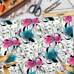 Ткань поплин графические цветы