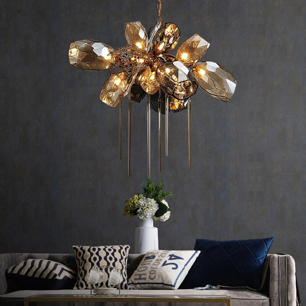 Люстра 8898P/AL gold/smoky