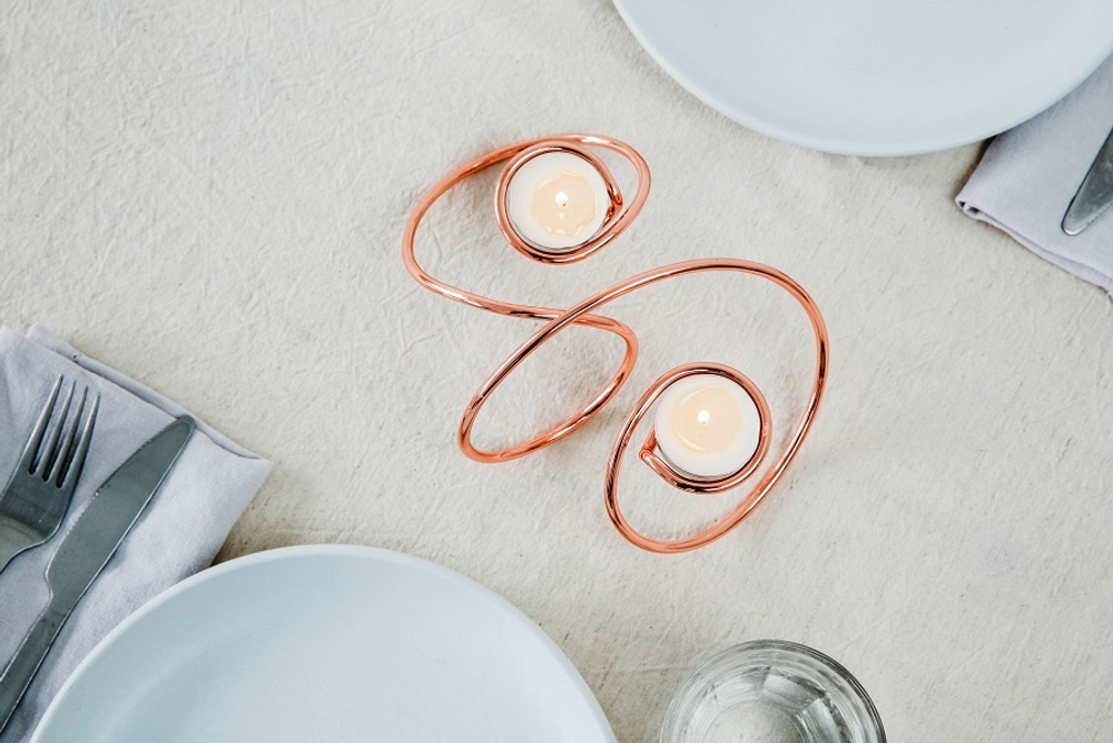 Подсвечник для чайных свечей black+blum, t-loop, медный