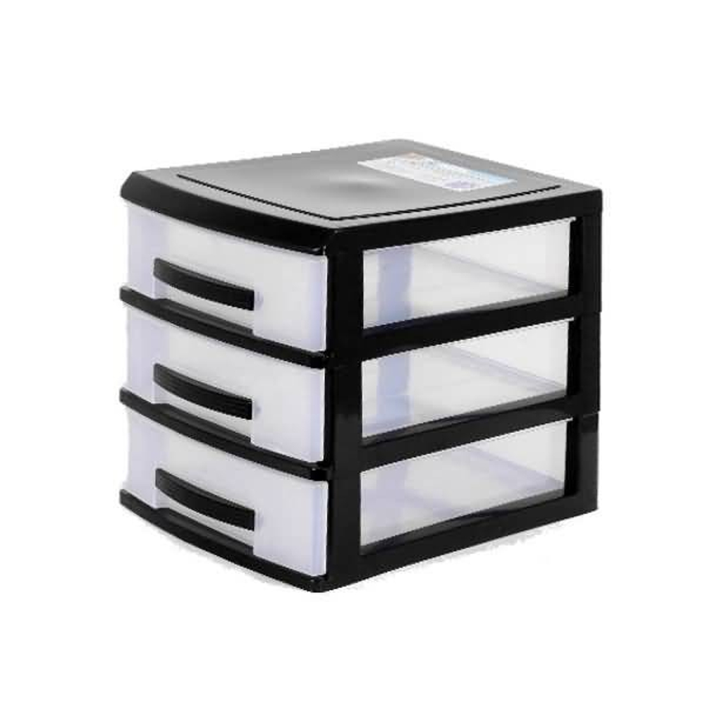Мини комод 3 секции черный/прозрачный