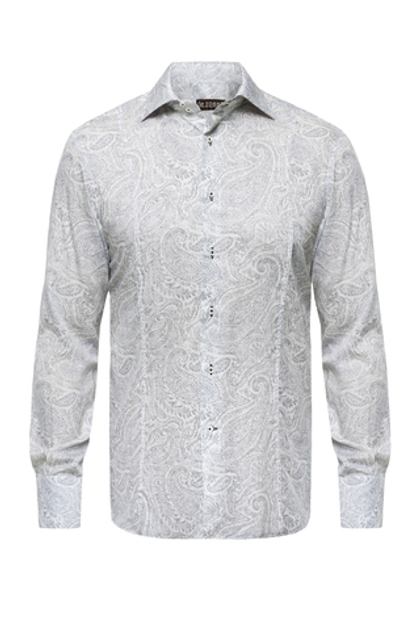 Рубашка белая с чёрным принтом пейсли «Винтаж»