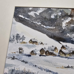 Картина авторская акварельная в паспарту 21х30 см на стену для интерьера "Деревенька"