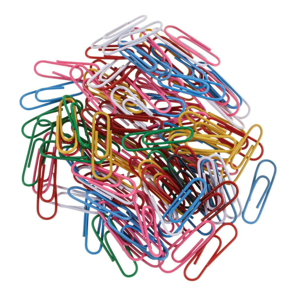 Скрепки цветные 28 мм 100шт в картонной коробке