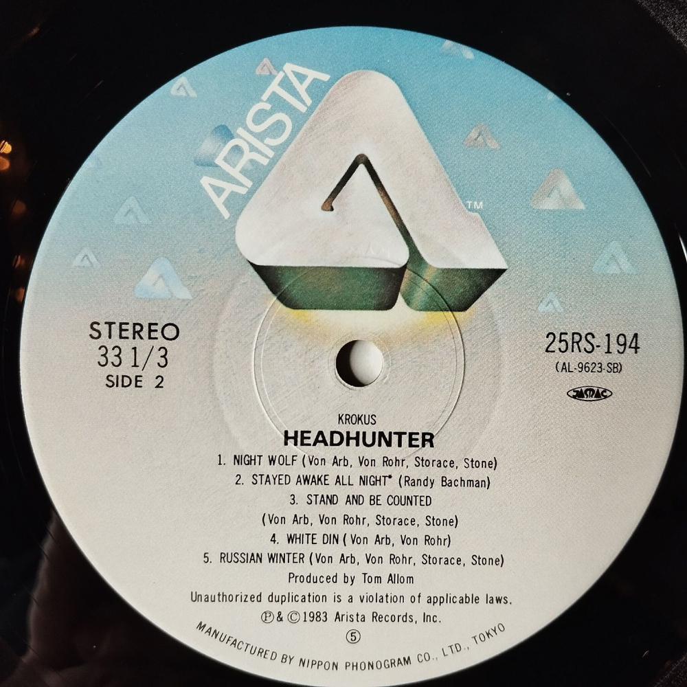 Винтажная виниловая пластинка LP Krokus Headhunter (Japan 1983) (Obi)