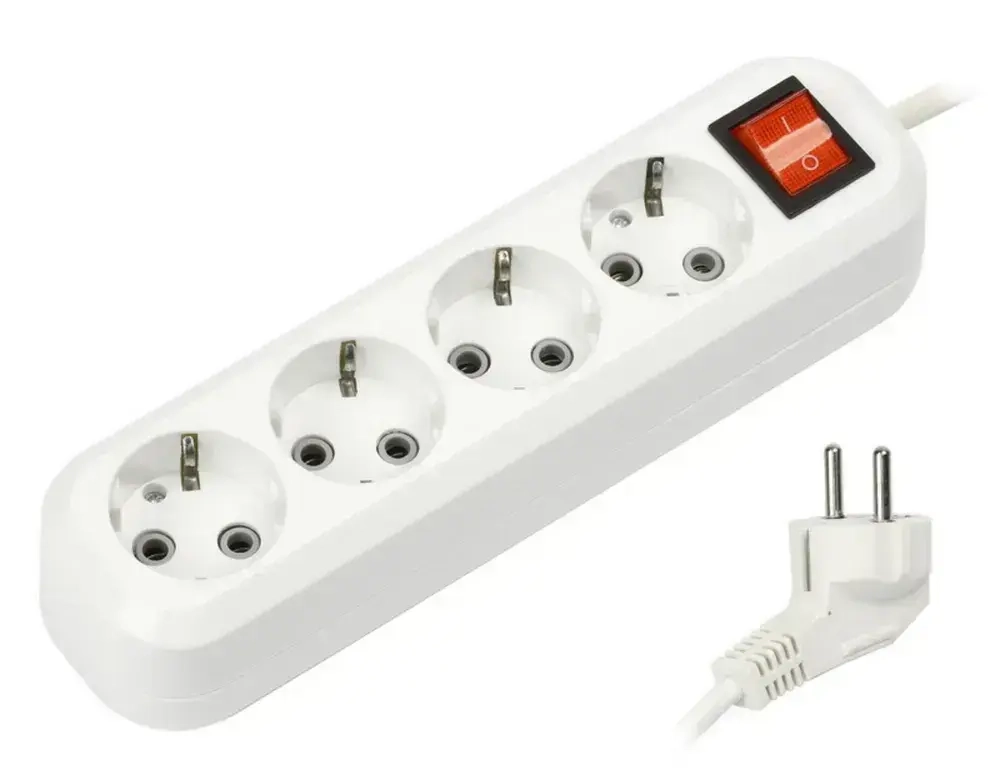 Удлинитель сетевой 4 розетки, 2 метра