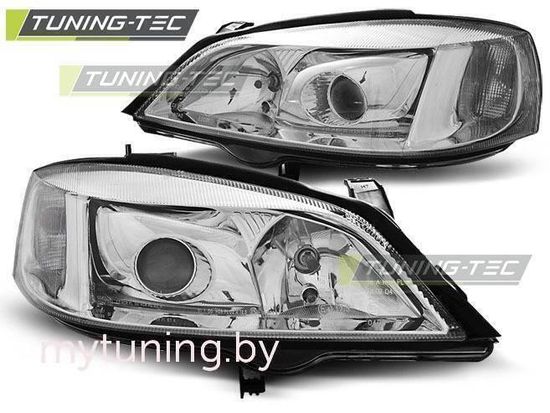 Передние фары Opel Astra G chrome