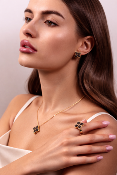 Кольцо "TRUE FLOWERS" с коньячным цирконием