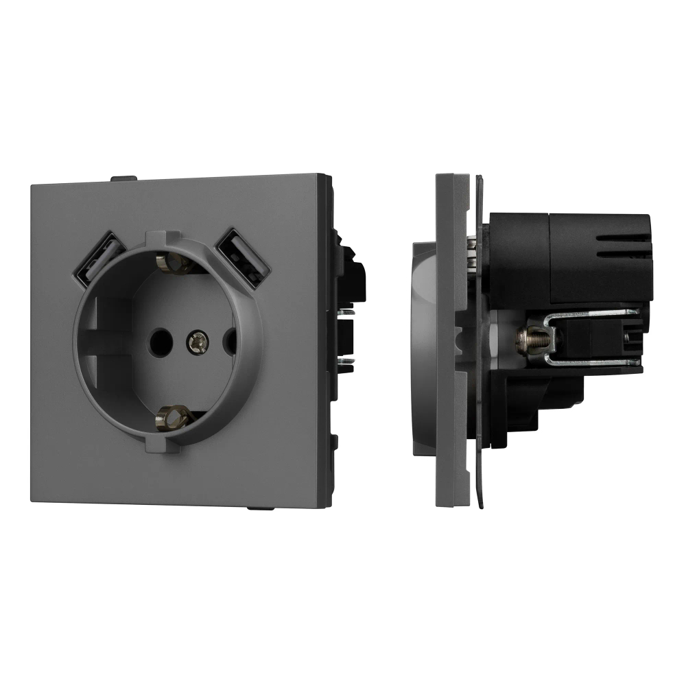 Механизм розетки с USB зарядкой SCT-TENDO-MUAA-SFPL-GR (230V, 16A) (Arlight, -) 054605