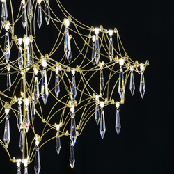 Подвесная люстра светодиодная с пультом и хрустальными подвесками Asfour MyFar Allegria MR2642-66P-76AP