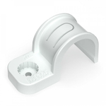 Крепеж-скоба пластиковая односторонняя для прямого монтажа белая в п/э д25 (50шт/уп) Промрукав
